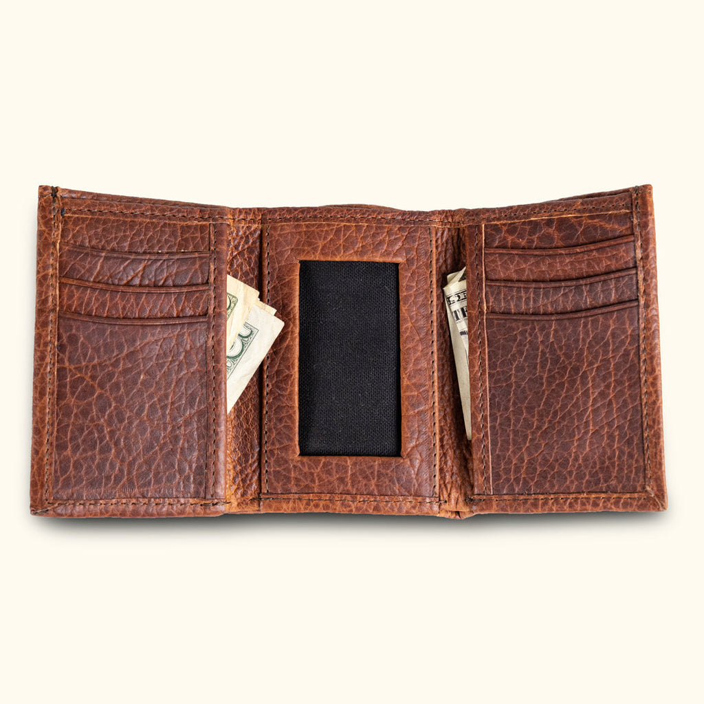 Ryder Reserve Bison Leather Trifold Wallet | Brown