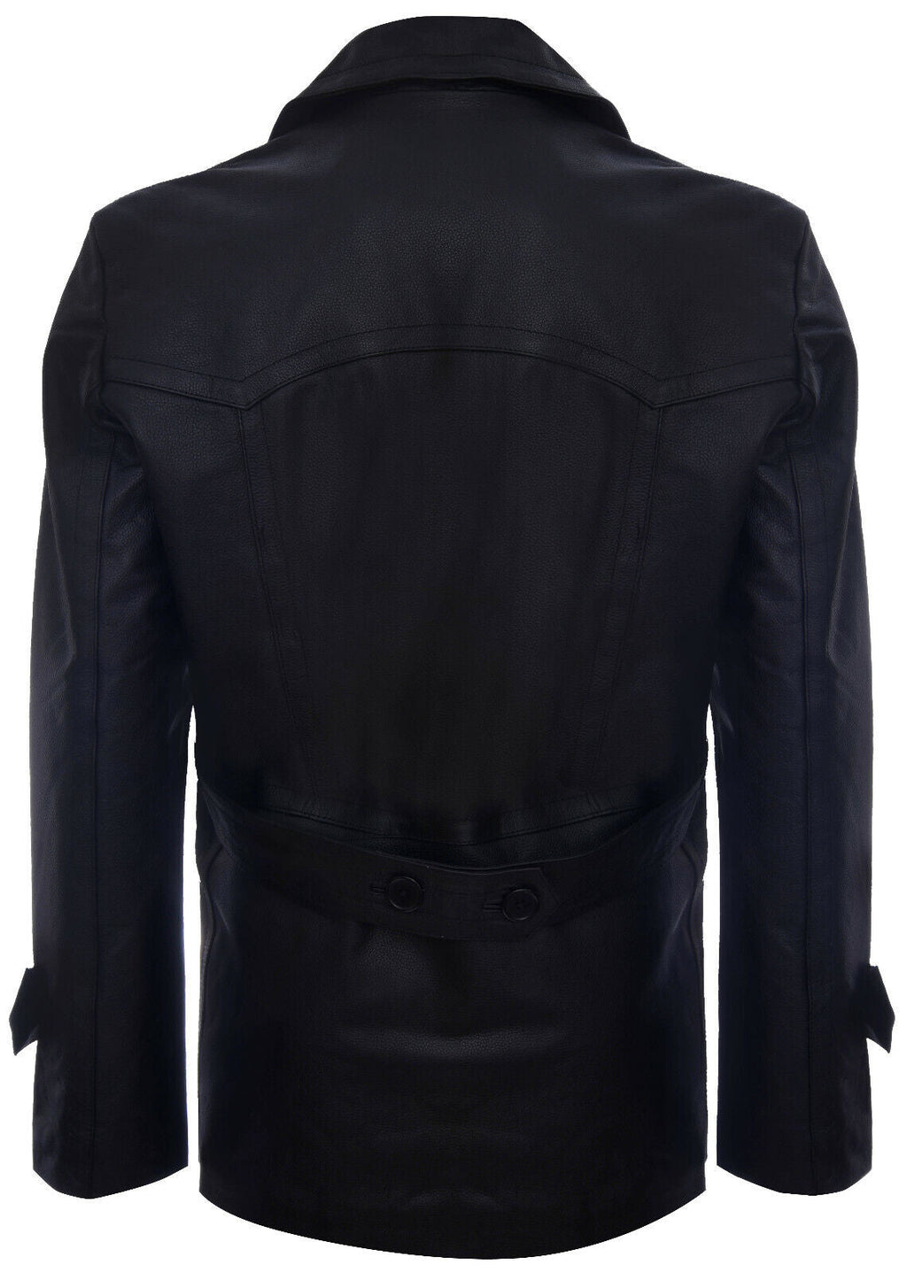 Mens Cow Hide Dr Who Naval German Pea Coat Leather Jacket