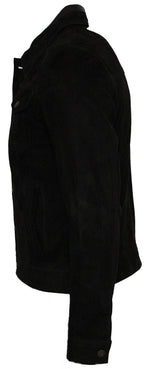 Mens Trucker Classic Suede Leather Shirt Jeans Jacket