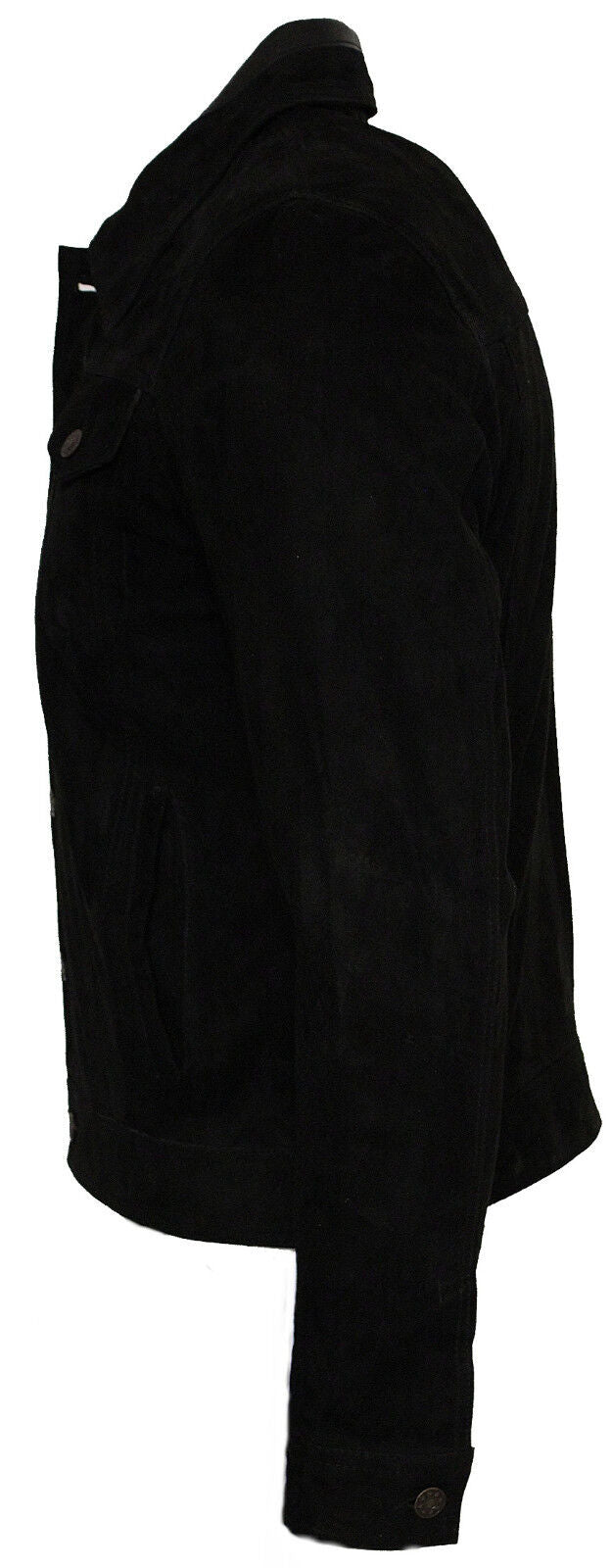 Mens Trucker Classic Suede Leather Shirt Jeans Jacket