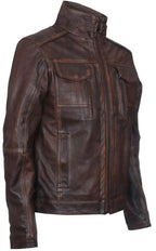Mens Vintage Leather Biker Distressed Motorcycle Jacket