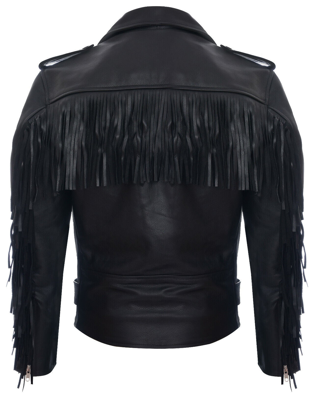 Mens FRINGE Hide Leather Brando TASSELED Motorcycle Biker Jacket