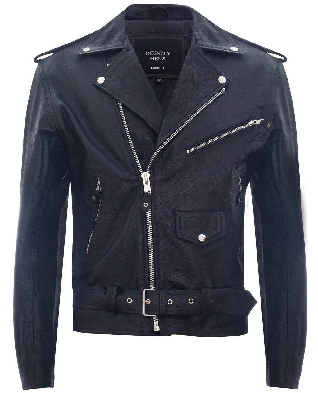 Mens Leather Brando Biker Rock Motorcycle Hide Jacket