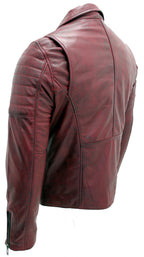Mens Slim Fit Brando Style Cross Zip Leather Biker Jacket