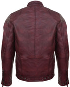 Mens Leather Biker Vintage Zipped Racing Jacket