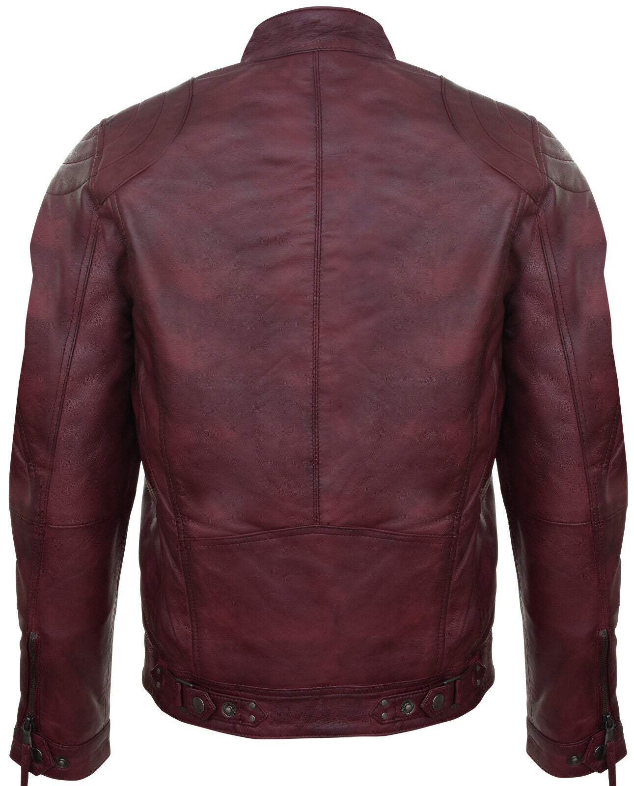 Mens Leather Biker Vintage Zipped Racing Jacket