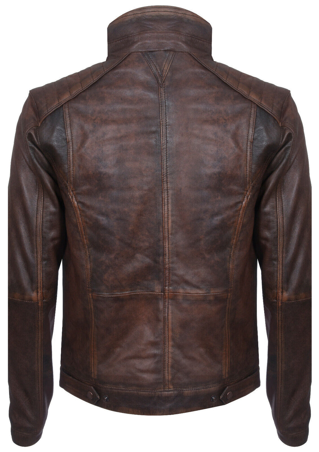 Mens Vintage Leather Biker Distressed Motorcycle Jacket