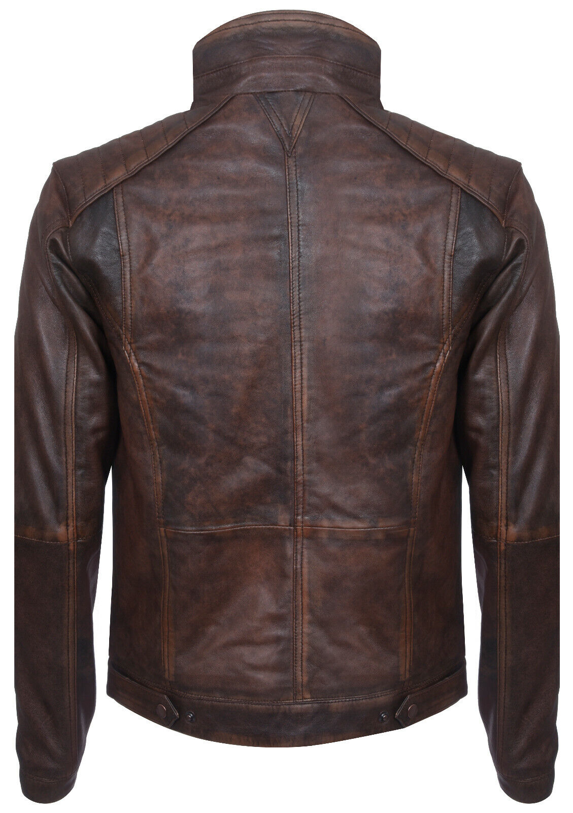 Mens Vintage Leather Biker Distressed Motorcycle Jacket