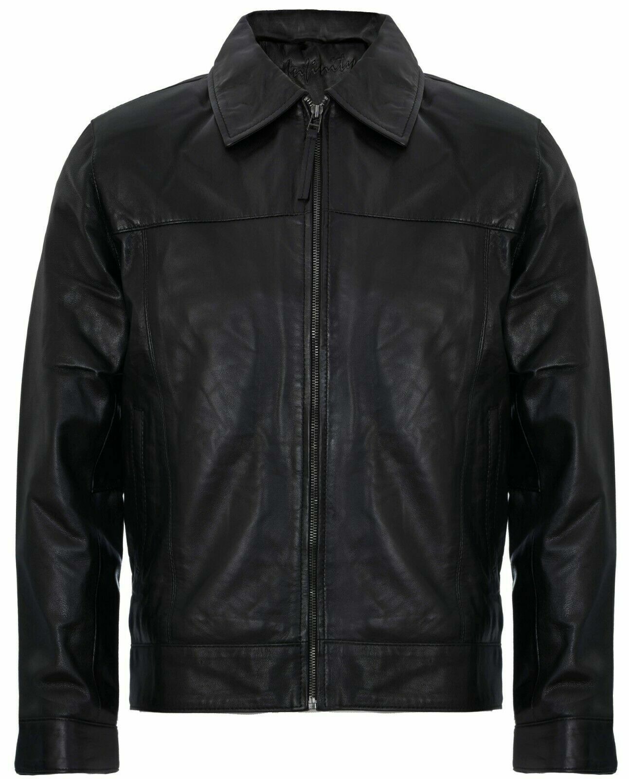 Mens Retro Classic Nappa Leather Biker Jacket