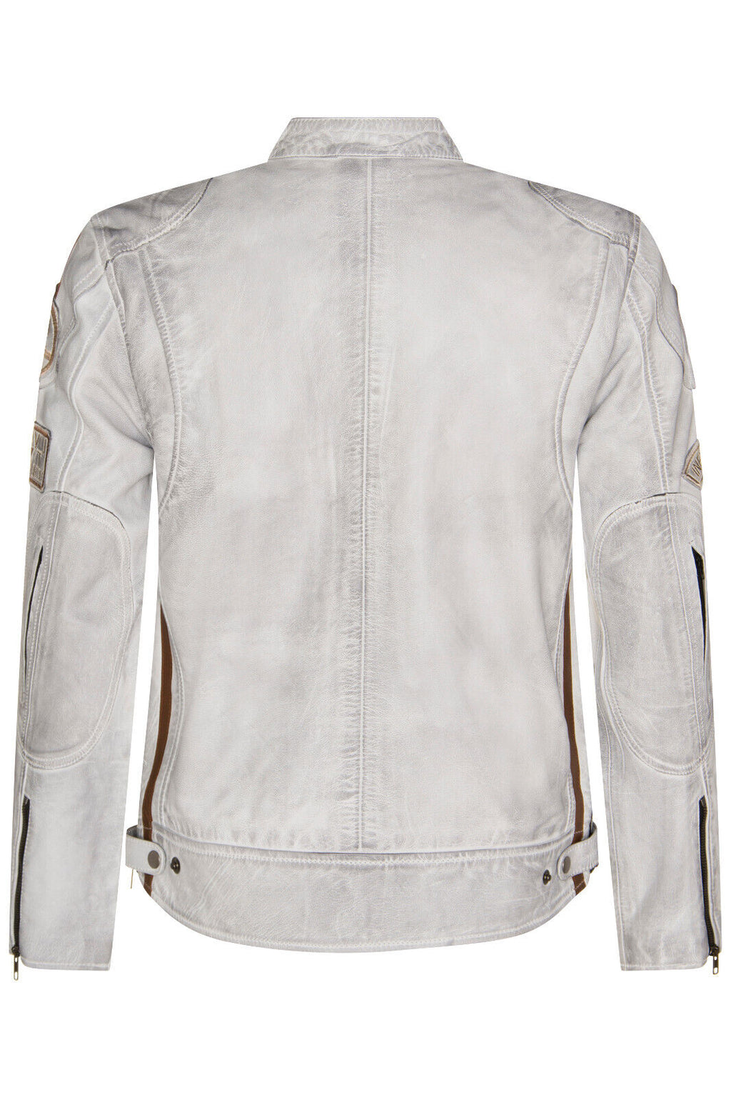 Mens Racing Moto Badges Biker Leather Jacket