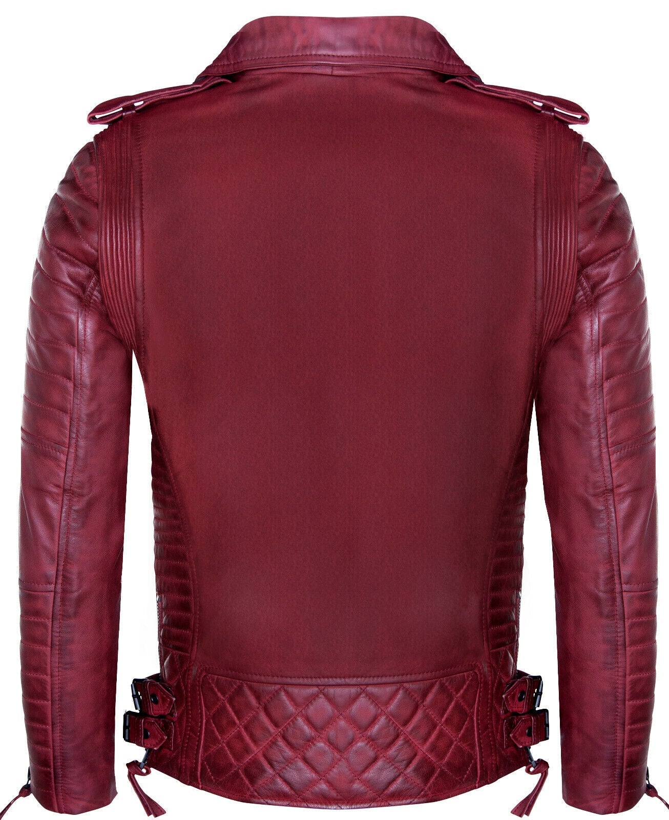 Mens Leather Biker Quilted Brando Motorcycle Jacket