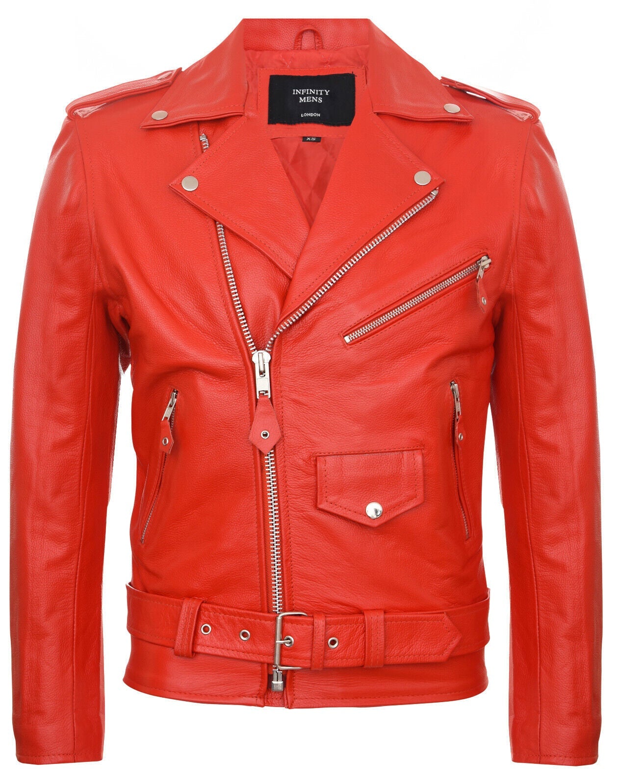 Mens Leather Brando Biker Rock Motorcycle Hide Jacket