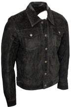 Mens Trucker Classic Suede Leather Shirt Jeans Jacket
