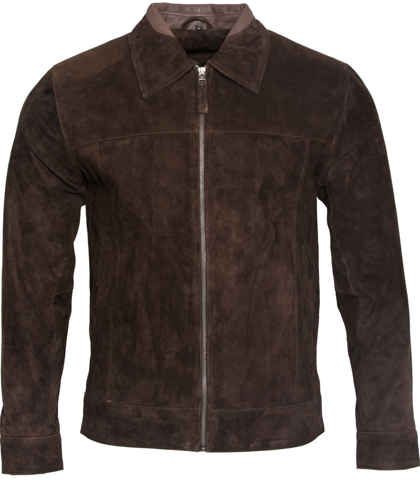 Mens Retro Classic Suede Leather Biker Jacket