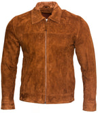 Mens Retro Classic Suede Leather Biker Jacket