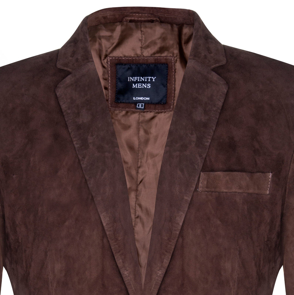 Mens Blazer Suede Jacket Soft Italian Leather Coat