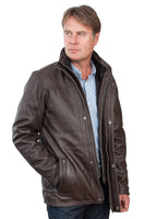 Mens  Warm Mid-Length Leather Biker Jacket