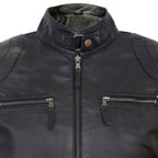 Mens Leather Biker Vintage Zipped Racing Jacket