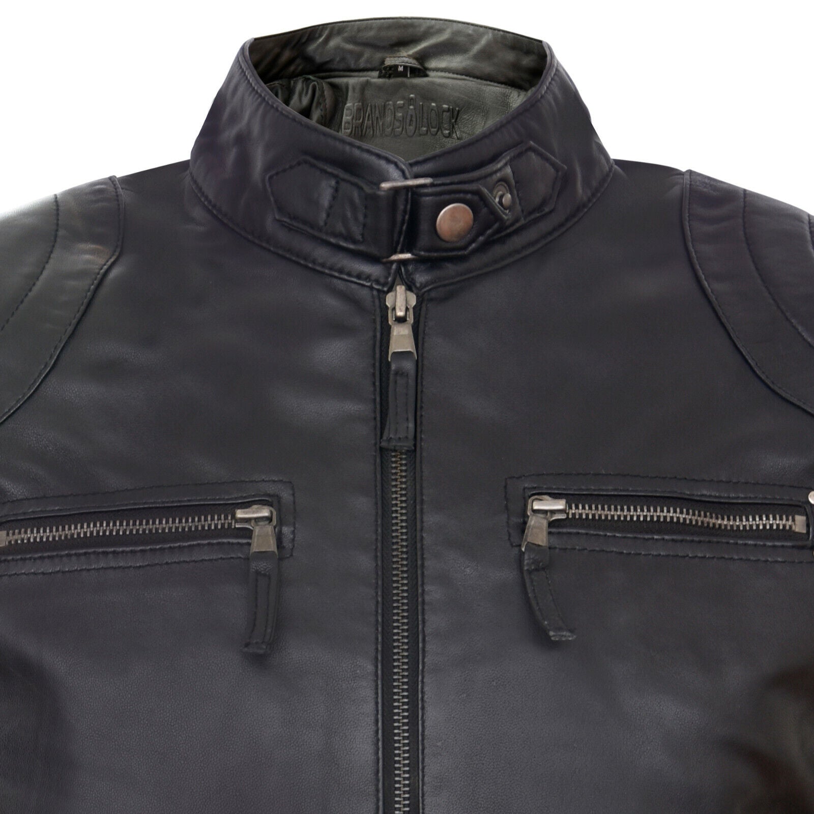 Mens Leather Biker Vintage Zipped Racing Jacket