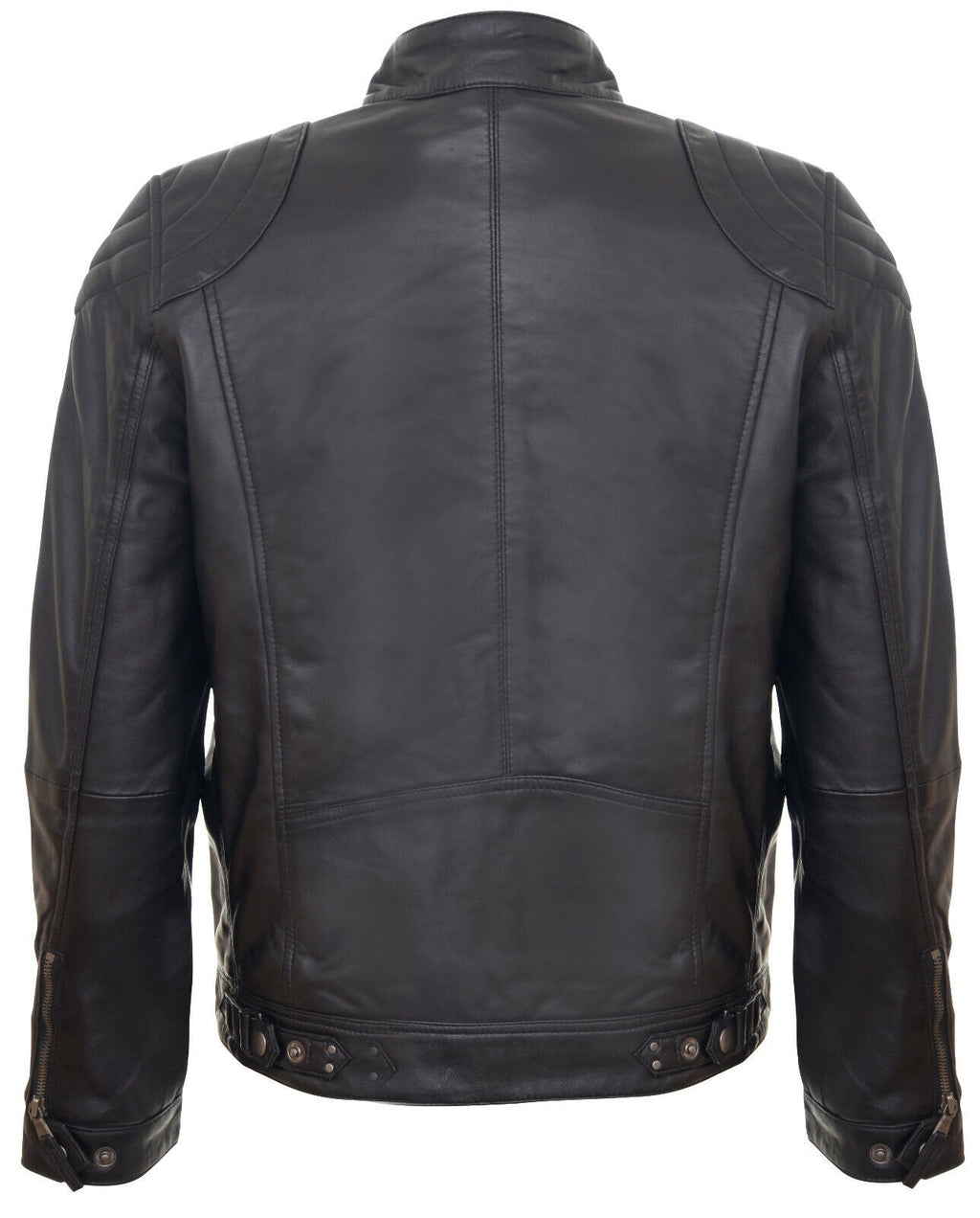 Mens Leather Biker Vintage Zipped Racing Jacket