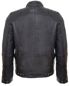 Mens Leather Biker Vintage Zipped Racing Jacket