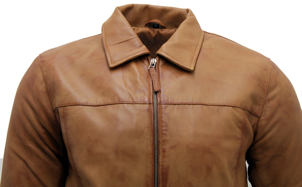 Mens Retro Classic Nappa Leather Biker Jacket