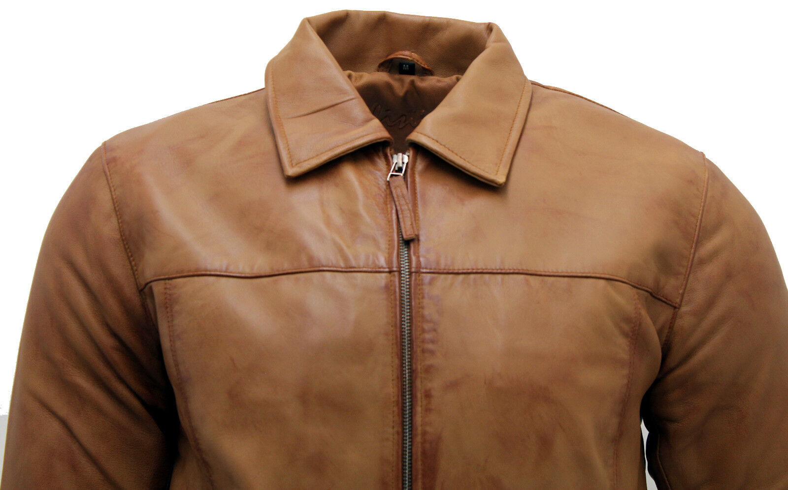 Mens Retro Classic Nappa Leather Biker Jacket