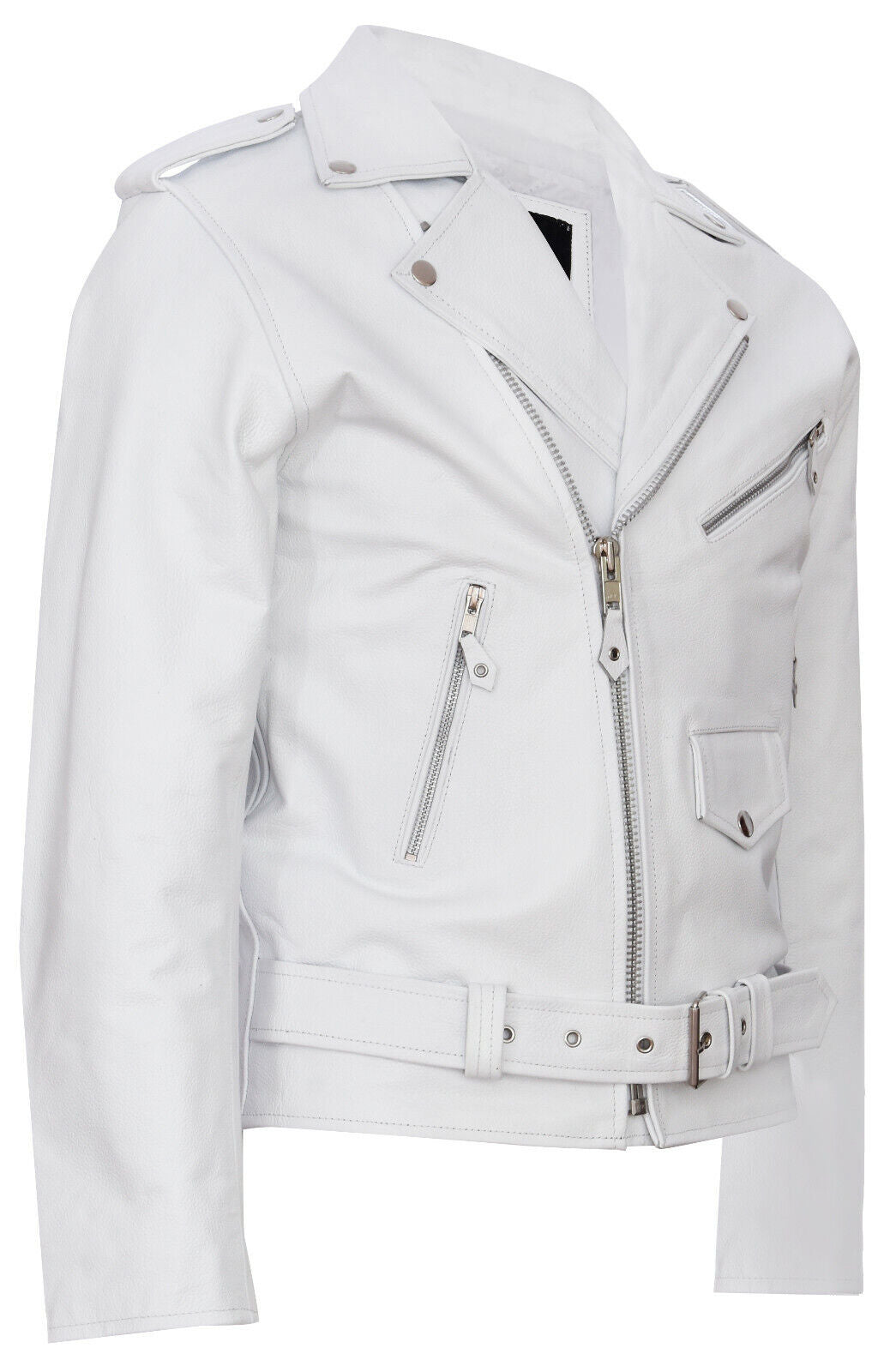 Mens Leather Brando Biker Rock Motorcycle Hide Jacket