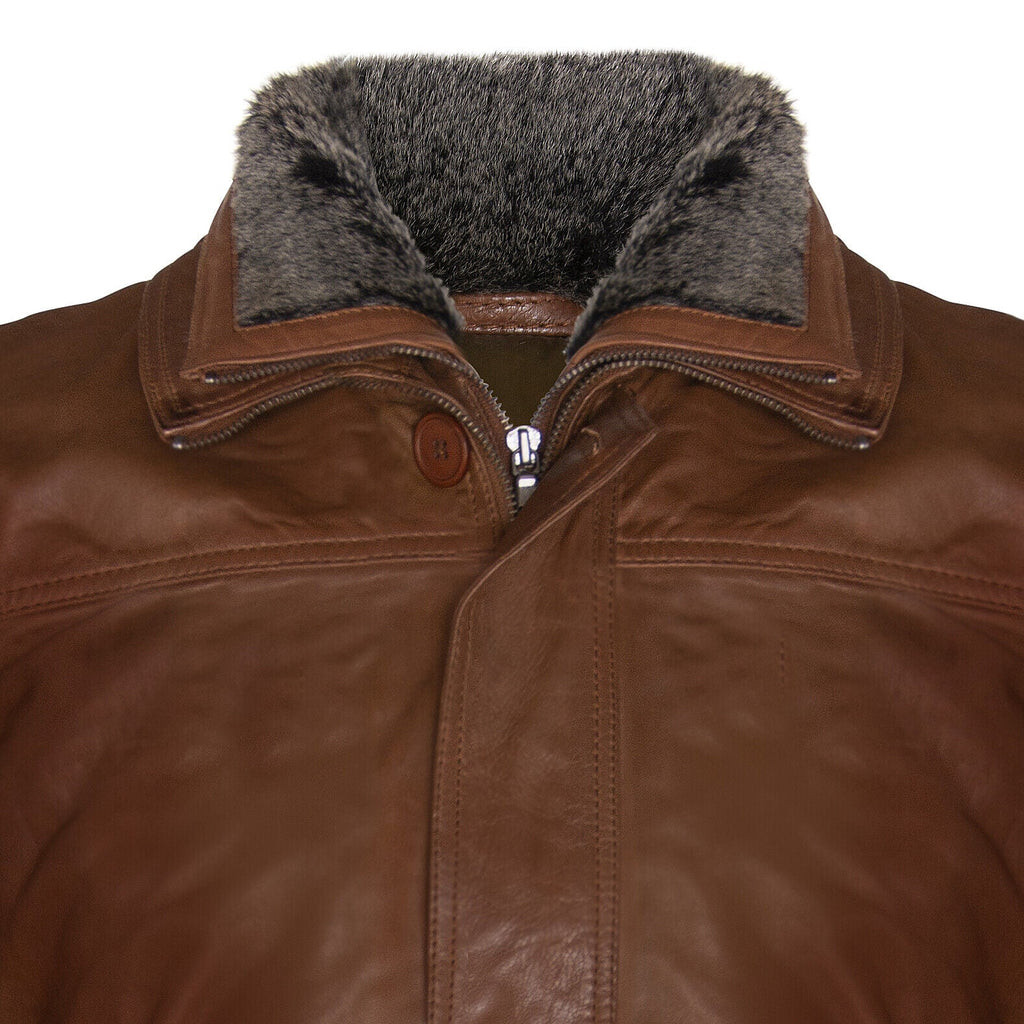 Mens Removable Collar Mid Length Warm Jacket