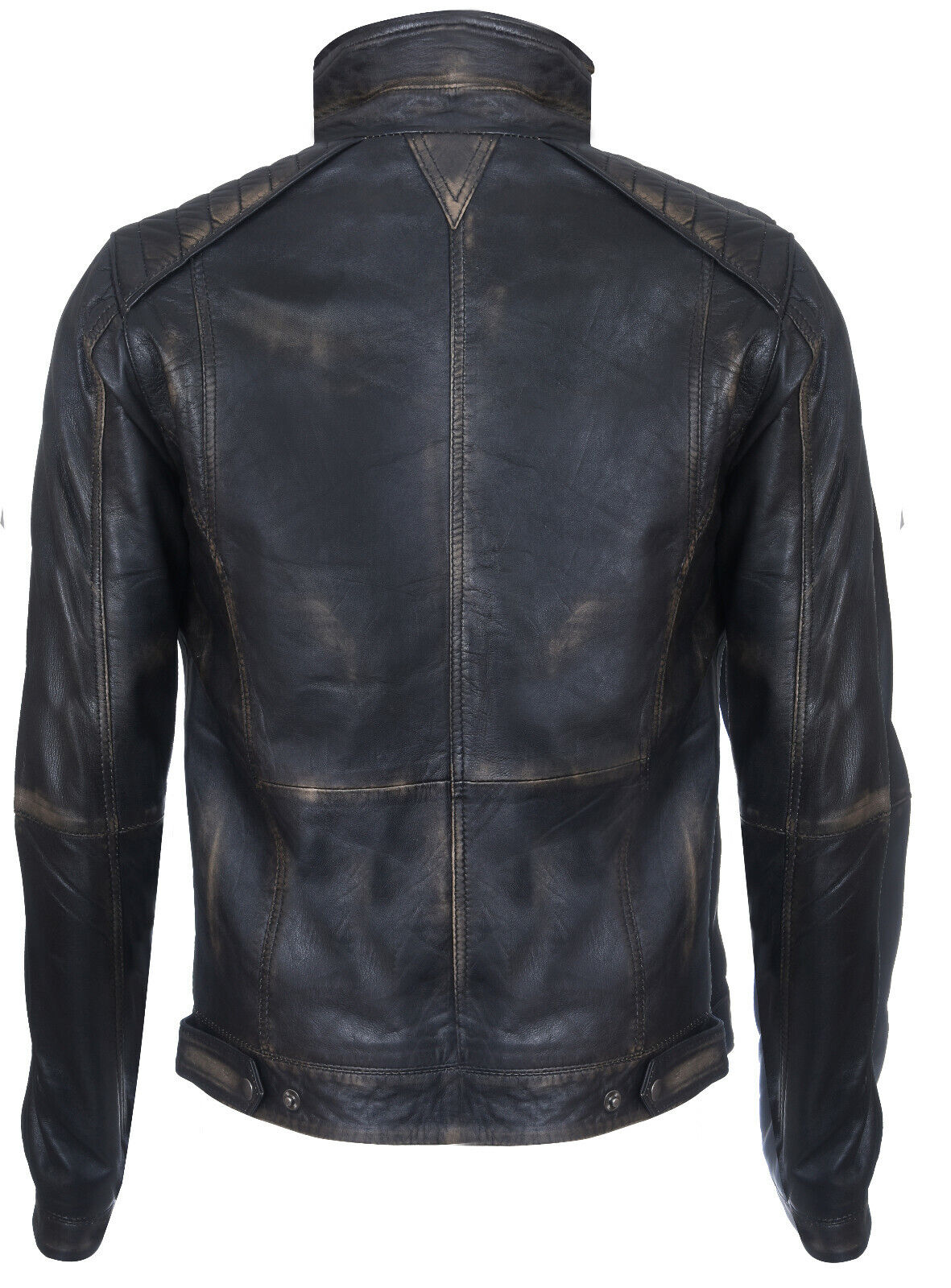 Mens Vintage Leather Biker Distressed Motorcycle Jacket