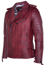 Mens Leather Biker Quilted Brando Motorcycle Jacket