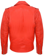 Mens Leather Brando Biker Rock Motorcycle Hide Jacket