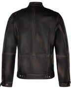 Mens Leather Biker Vintage Zipped Racing Jacket