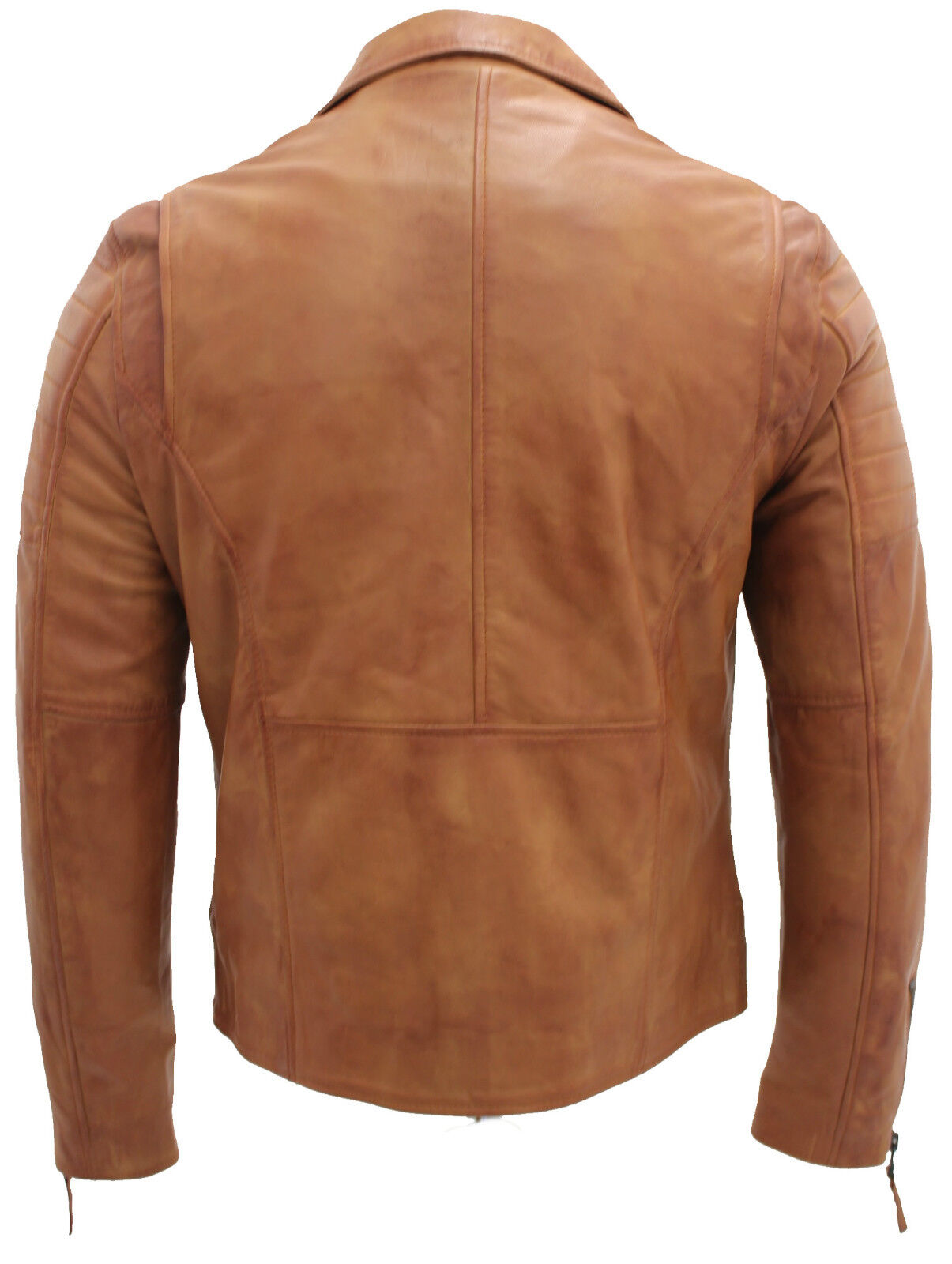 Mens Slim Fit Brando Style Cross Zip Leather Biker Jacket