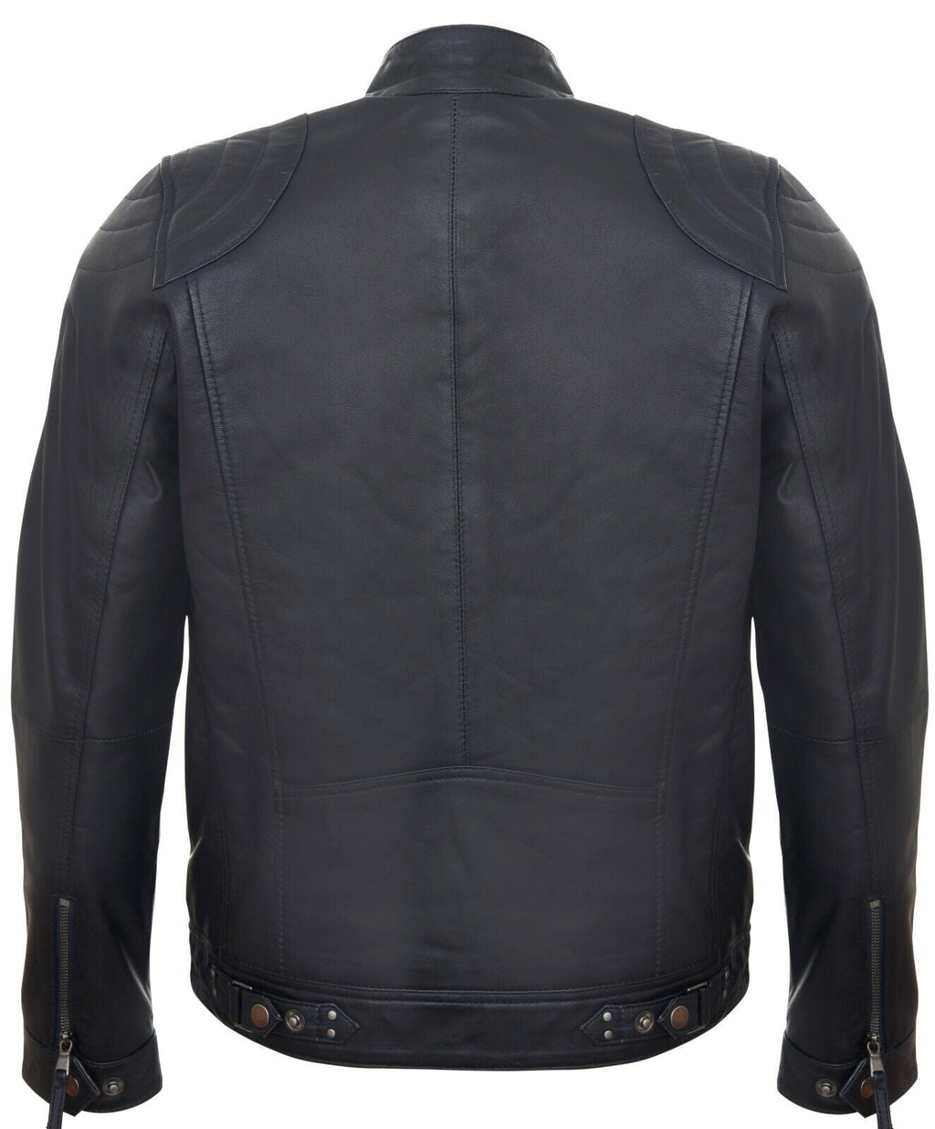 Mens Leather Biker Vintage Zipped Racing Jacket