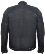 Mens Leather Biker Vintage Zipped Racing Jacket
