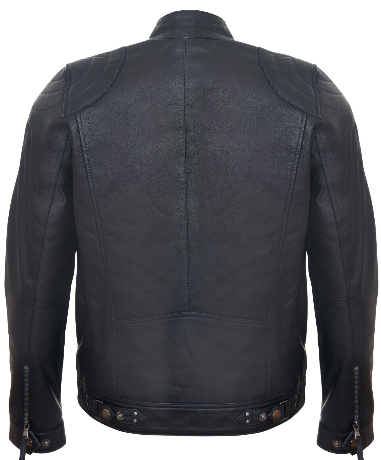 Mens Leather Biker Vintage Zipped Racing Jacket