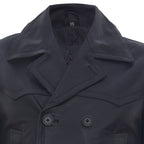 Mens Cow Hide Dr Who Naval German Pea Coat Leather Jacket