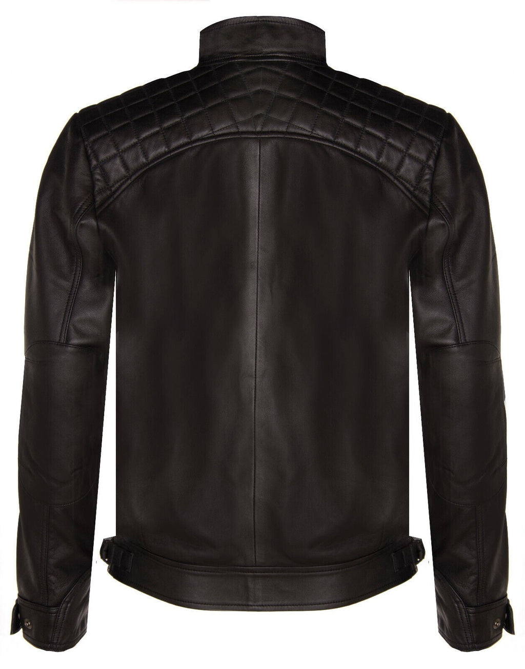 Men's Vintage Zipped Leather Racing Quilted Biker Jacket