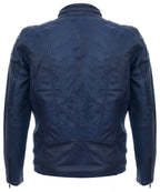 Mens Leather Vintage Quilted Racing Zipped Biker Jacket