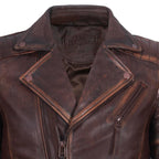 Mens Slim Fit Brando Style Cross Zip Leather Biker Jacket