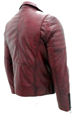Mens Slim Fit Brando Style Cross Zip Leather Biker Jacket