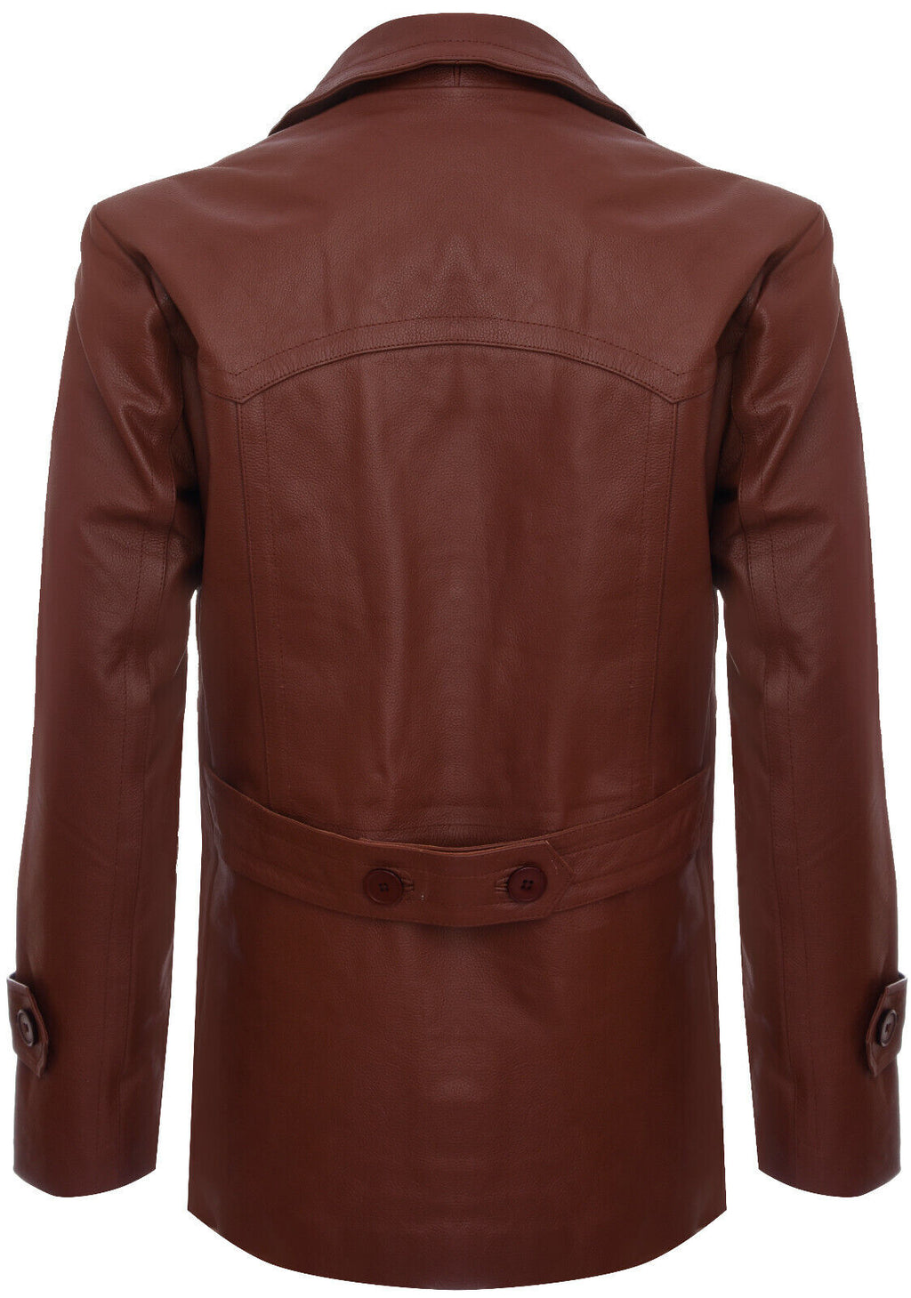 Mens Cow Hide Dr Who Naval German Pea Coat Leather Jacket