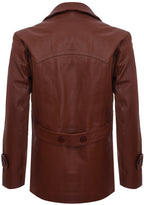 Mens Cow Hide Dr Who Naval German Pea Coat Leather Jacket