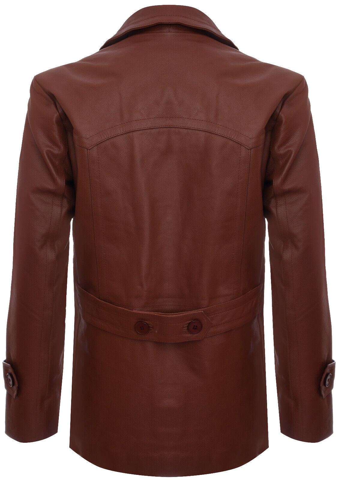 Mens Cow Hide Dr Who Naval German Pea Coat Leather Jacket