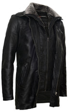 Mens Removable Collar Mid Length Warm Jacket