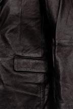 Mens 2 Button Black Blazer Soft Lamb Tailored Leather Jacket