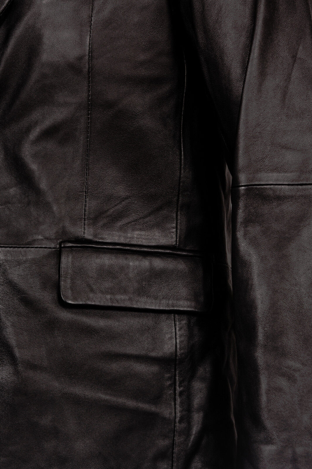 Mens 2 Button Black Blazer Soft Lamb Tailored Leather Jacket