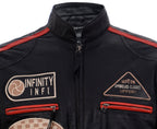 Mens Racing Moto Badges Biker Leather Jacket
