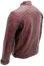 Men's Vintage Zipped Leather Racing Quilted Biker Jacket